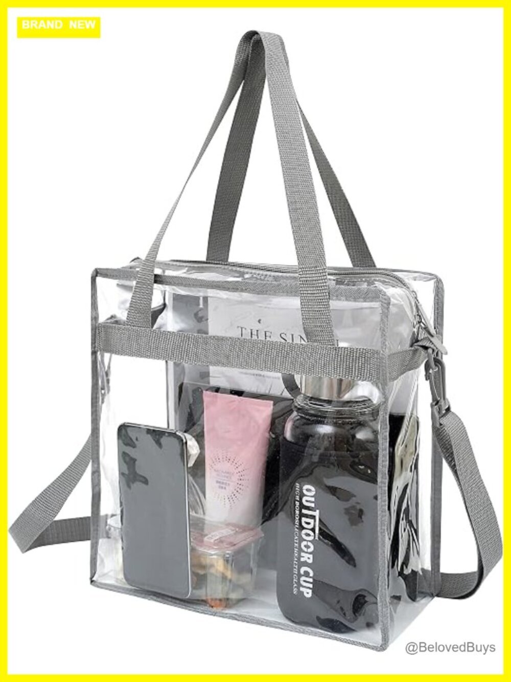 Stadium Approved Clear Tote Bag with Adjustable Crossbody Strap